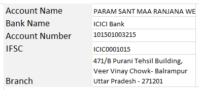 bank details